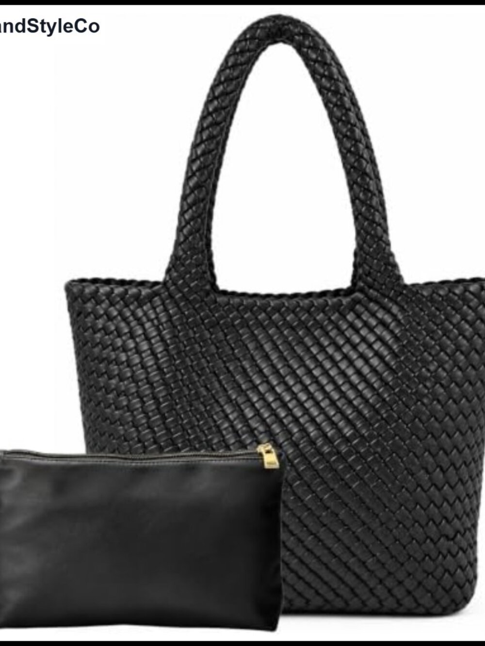 Woven Tote Bag for Women Large Vegan Leather Shoulder Bag with Removable Pouch